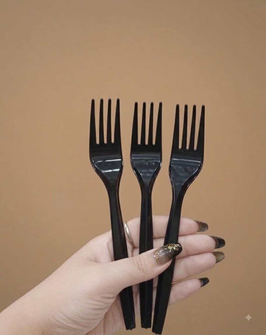 Garpu kcs hitam — kemasan plastik